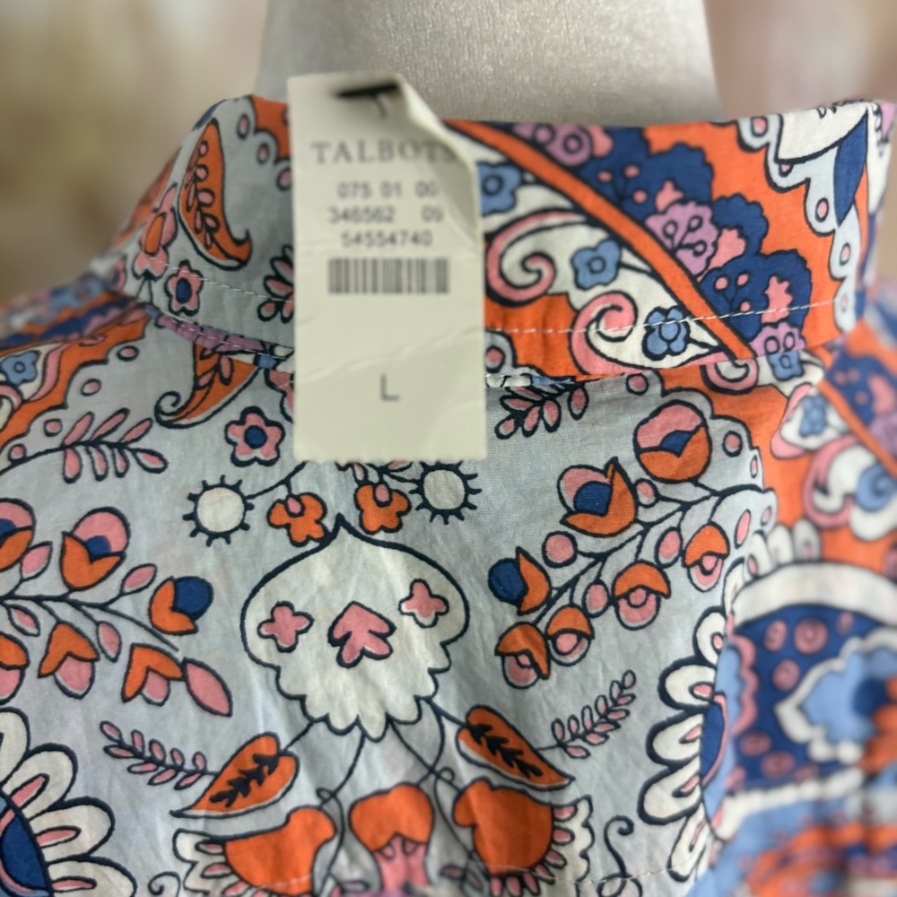 NEW Talbots Floral Paisley Button-Down Blouse in Lavender Multi - Picture 9 of 11